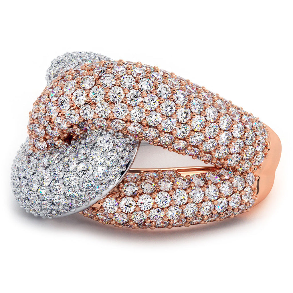 3.47 Carat F-VS Diamond Cocktail Fashion Ring 14k Rose & White Gold