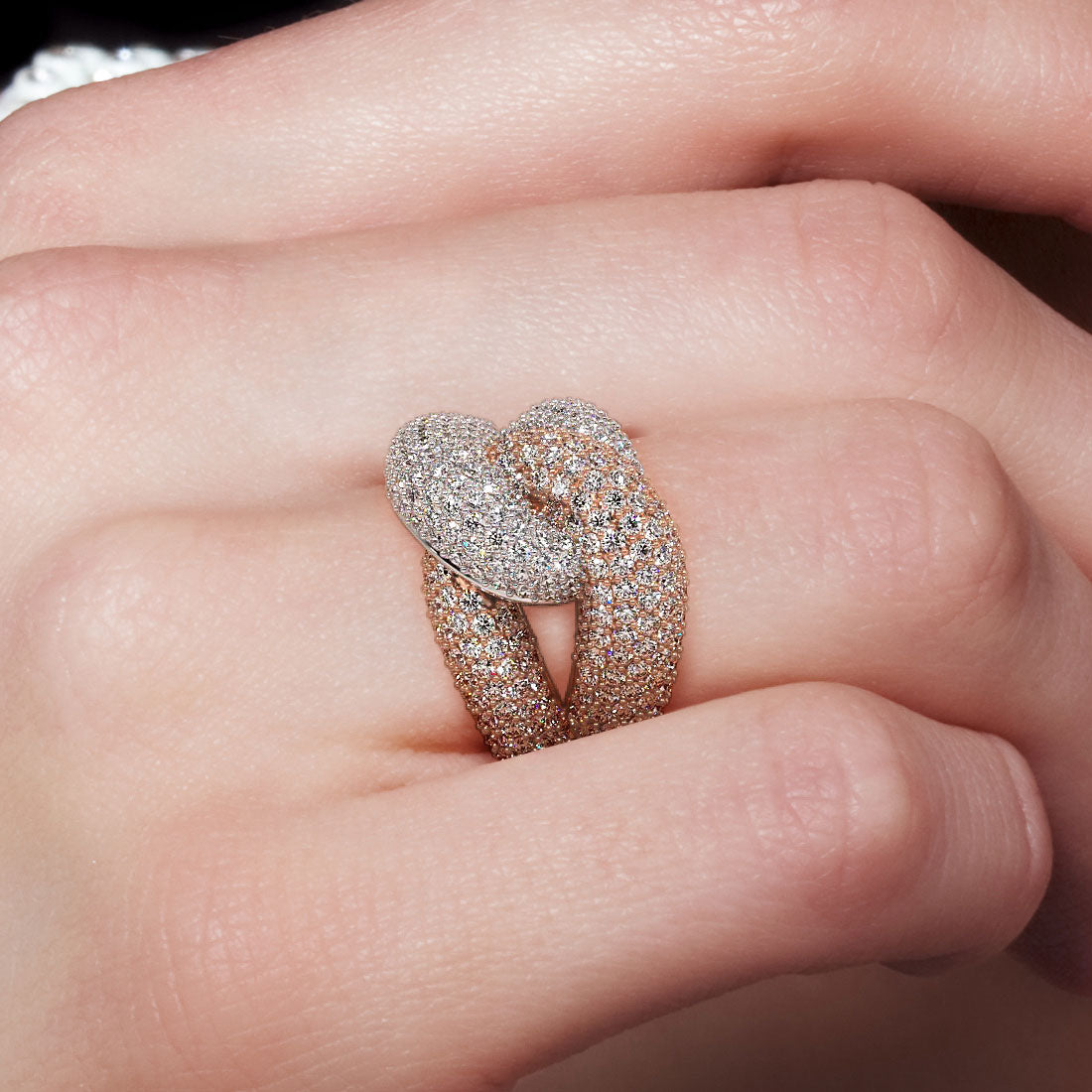 3.47ctw Diamond Cocktail Fashion Ring 14k Rose & White Gold