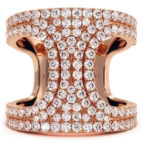 1.83ctw Diamond Cocktail Fashion Ring 14k Rose Gold