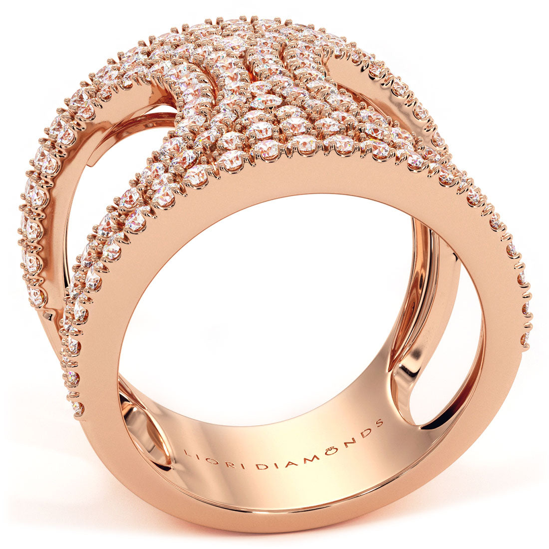 1.83ctw Diamond Cocktail Fashion Ring 14k Rose Gold