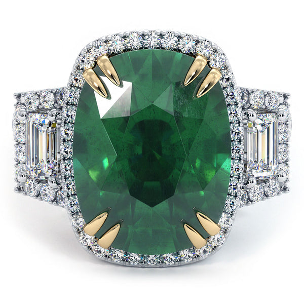 10.05 Carat Colombian Emerald & Diamond Cocktail Ring 18k White Gold