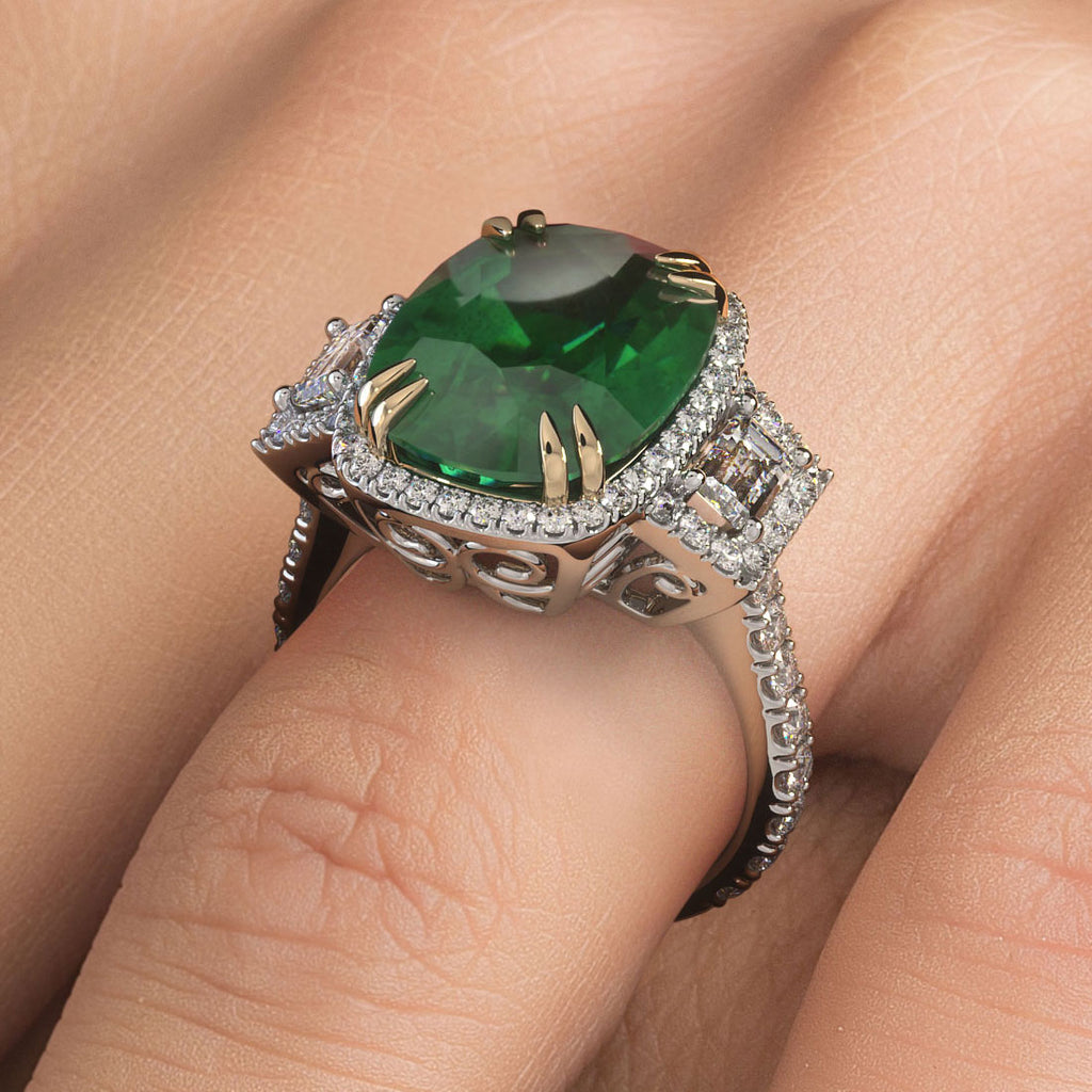 Amazon.com: Green Emerald Engagement Ring May Birthstone Cz Stone Ring  Octagon Cut Emerald Ring 925 Sterling Silver Ring Christmas Gift Engagement  Ring By Forever Gems & Jewels (White Gold Vermeil, 13 US) :
