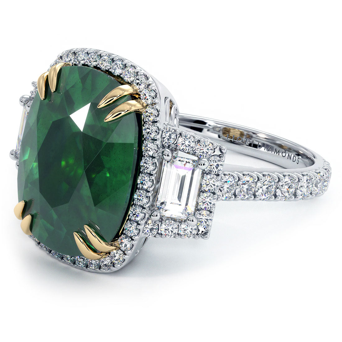 10.05 Carat Colombian Emerald & Diamond Cocktail Ring 18k White Gold