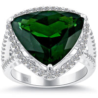 7.95 Ct. Natural Tourmaline & White Diamond Cocktail Fashion Ring 18k White Gold