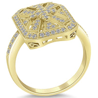 0.54 Carat F-VS Diamond Cocktail Fashion Ring 18k Yellow Gold