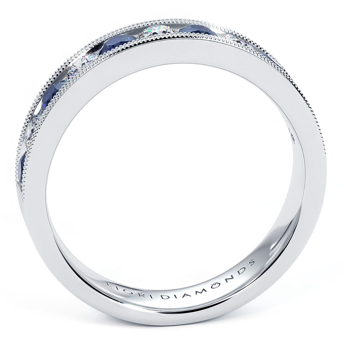 1.25ctw Genuine Blue Sapphire & Diamond Wedding Band Anniversary Ring 14k Gold