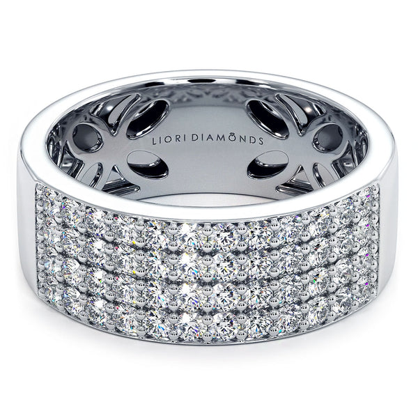 1.07ctw F-VS Micro Pave Diamond Wedding Band 14k White Gold Anniversary