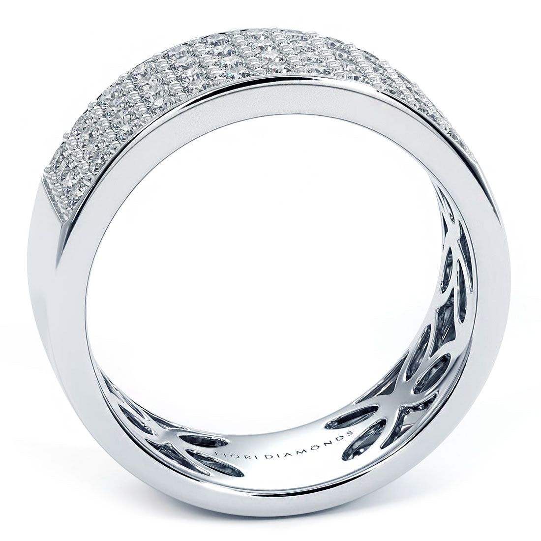 1.07 Carat F-VS Micro Pave Diamond Wedding Band 14k White Gold Anniversary