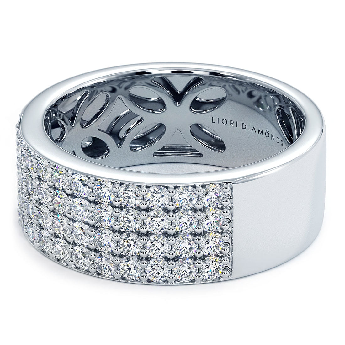 1.07ctw F-VS Micro Pave Diamond Wedding Band 14k White Gold Anniversary