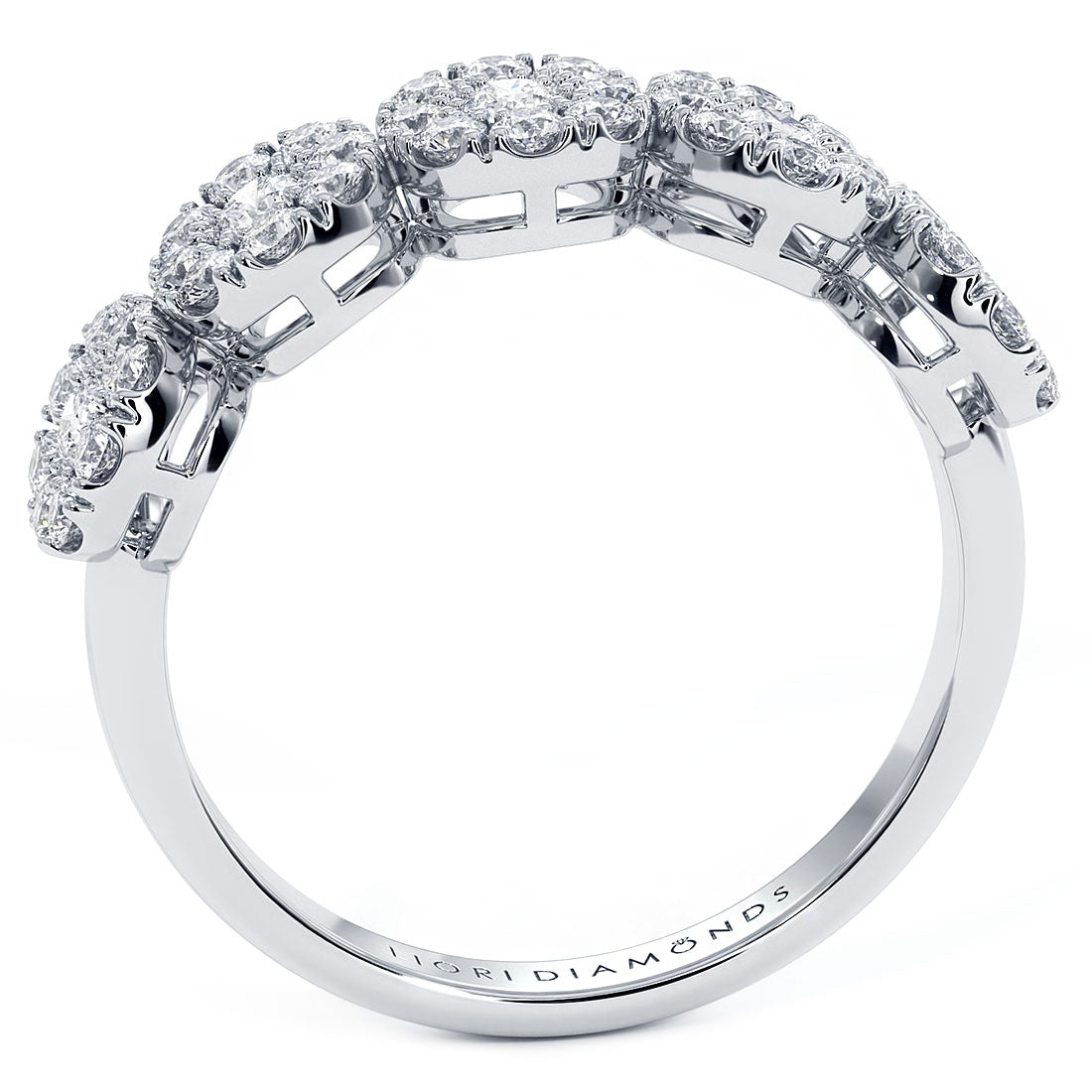 1.15ctw F-VS 5 Stone Cluster Diamond Wedding Band Anniversary Ring 18k