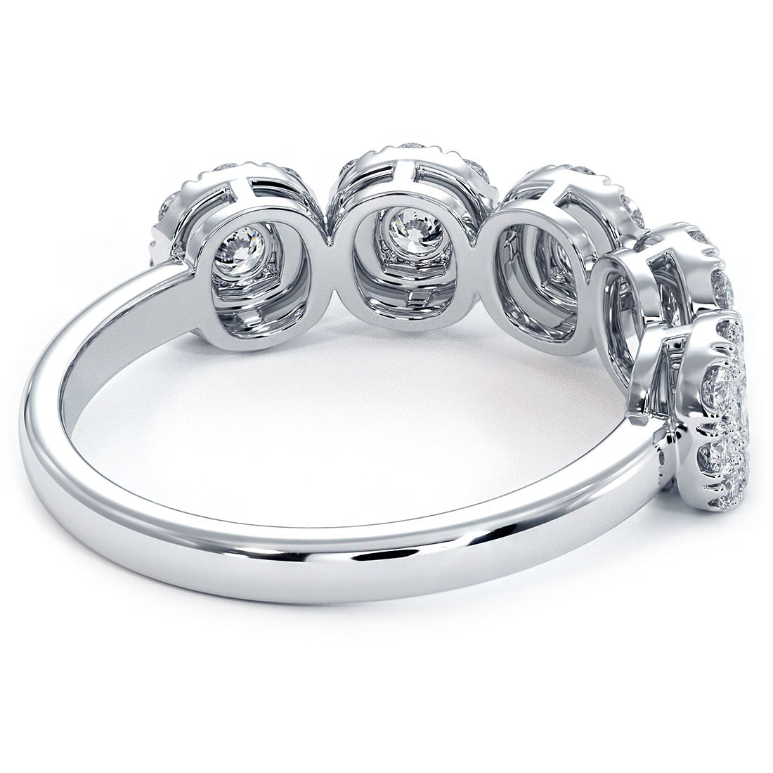 1.15ctw F-VS 5 Stone Cluster Diamond Wedding Band Anniversary Ring 18k