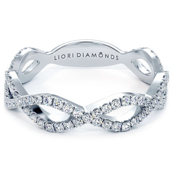 0.45ctw Infinity Twist Micropavé Diamond Wedding Anniversary Band Ring 18k