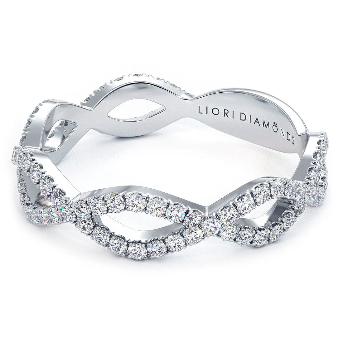 0.45ctw Infinity Twist Micropavé Diamond Wedding Anniversary Band Ring 18k