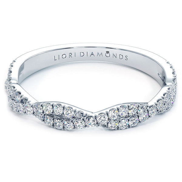 0.30ctw Pavé Twist Diamond Wedding Anniversary Band Ring 18k White Gold