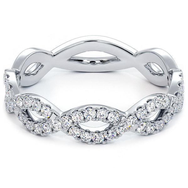 0.40ctw F-VS Infinity Twist Micropavé Diamond Wedding Anniversary Band Ring 18k