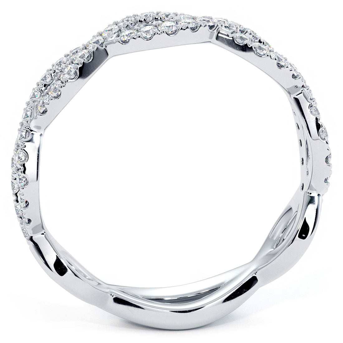 0.40 Carat F-VS Infinity Twist Micropavé Diamond Wedding Anniversary Band Ring 18k