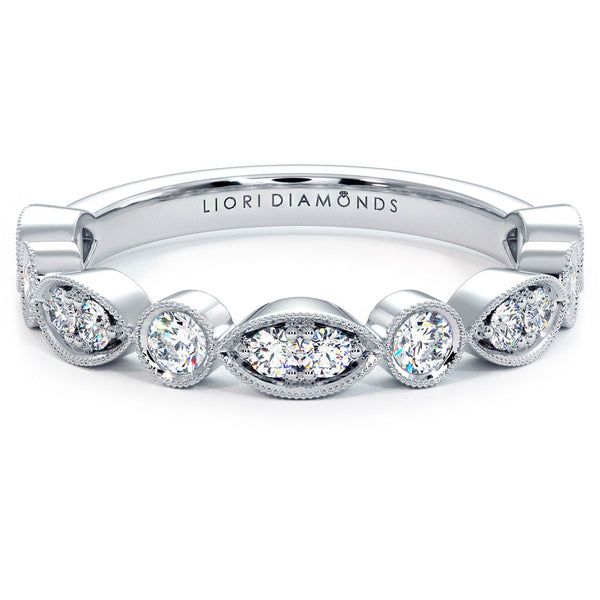 0.40ctw Art Deco Design Wedding Anniversary Band 18k White Gold Vintage Style