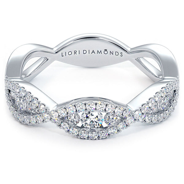 0.65ctw F-VS Infinity Twist Micropavé Diamond Wedding Anniversary Band Ring 18k