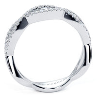 0.65 Carat F-VS Infinity Twist Micropavé Diamond Wedding Anniversary Band Ring 18k