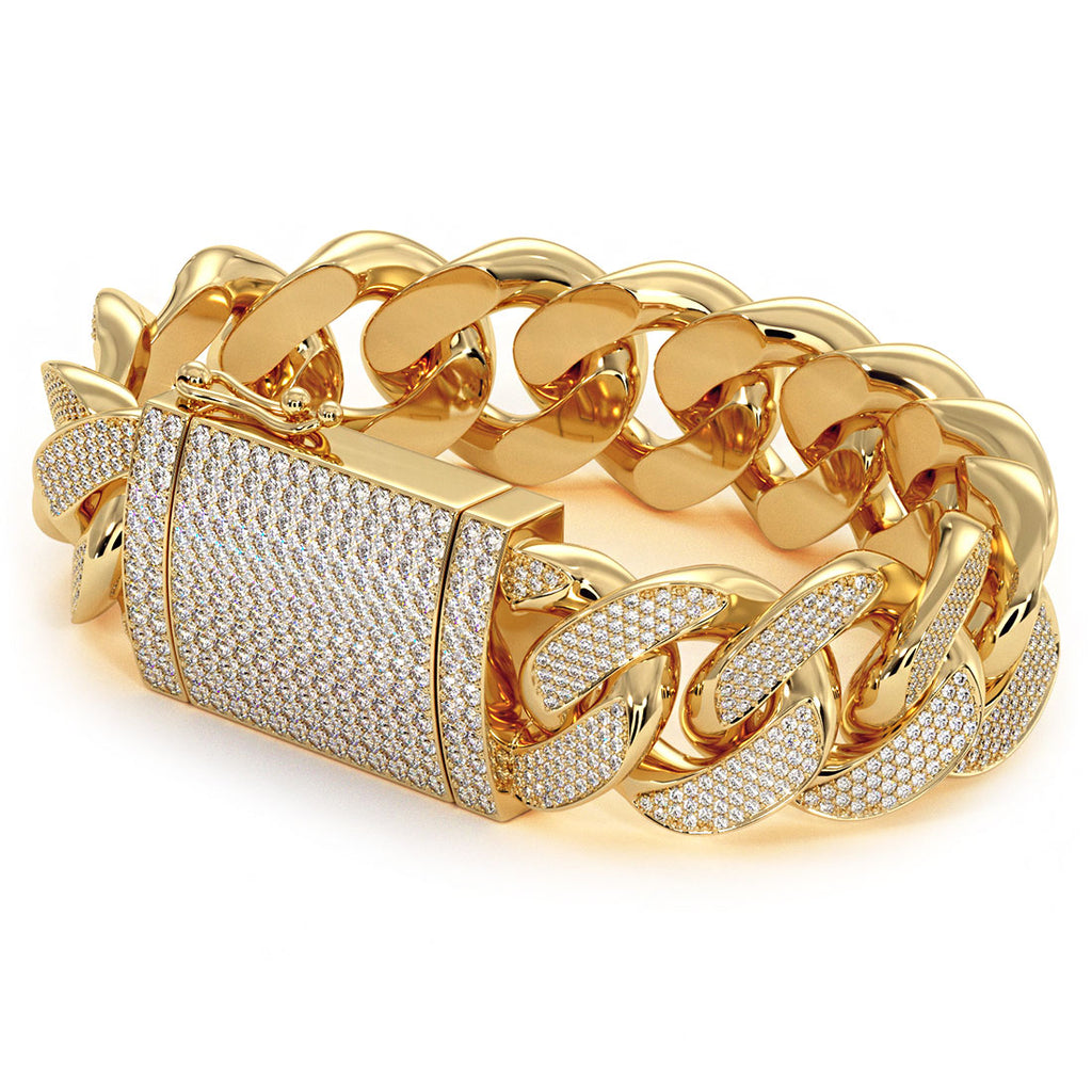 14K White Gold Diamond Cuban Link Bracelets