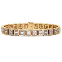 11.12 Carat F-VS Men's Diamond Tennis Bracelet 14k Yellow Gold