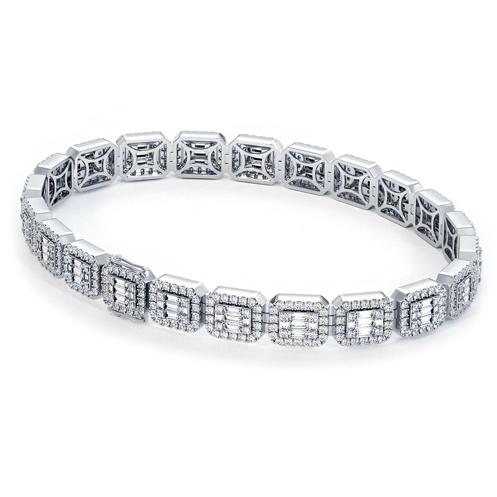 10.17 Carat F-VS Men's Diamond Tennis Bracelet 14k White Gold