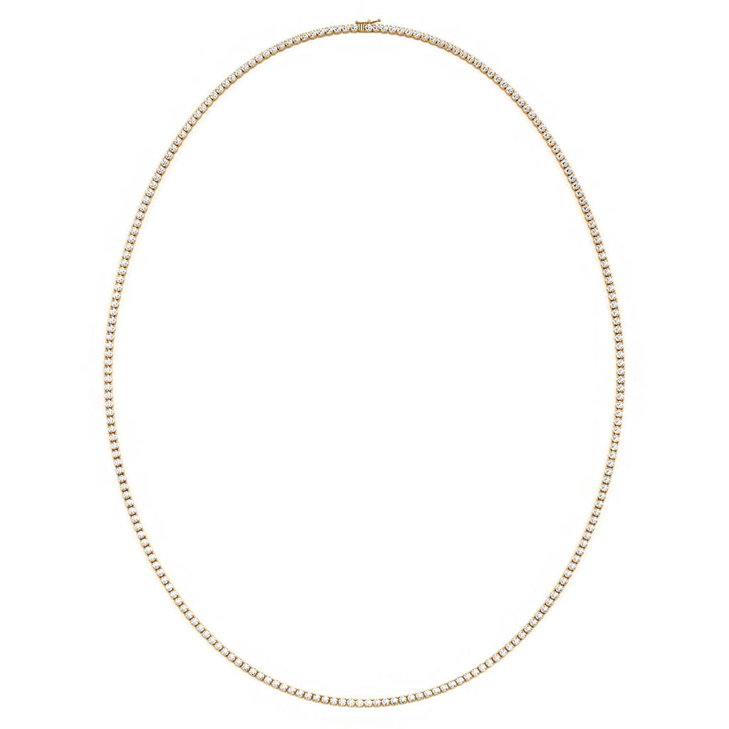 22.16 Carats F-VS Men's Diamond Tennis Chain Necklace 14k Yellow Gold