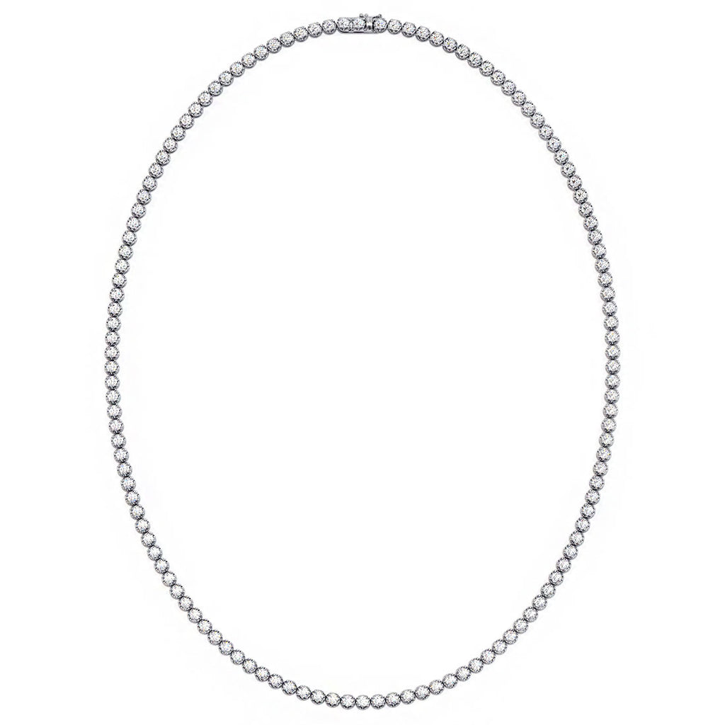 12.53 Carats F-VS Men's Diamond Tennis Chain Necklace 14k White Gold