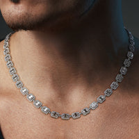 13.33 Carats F-VS Men's Diamond Tennis Chain Necklace 14k White Gold