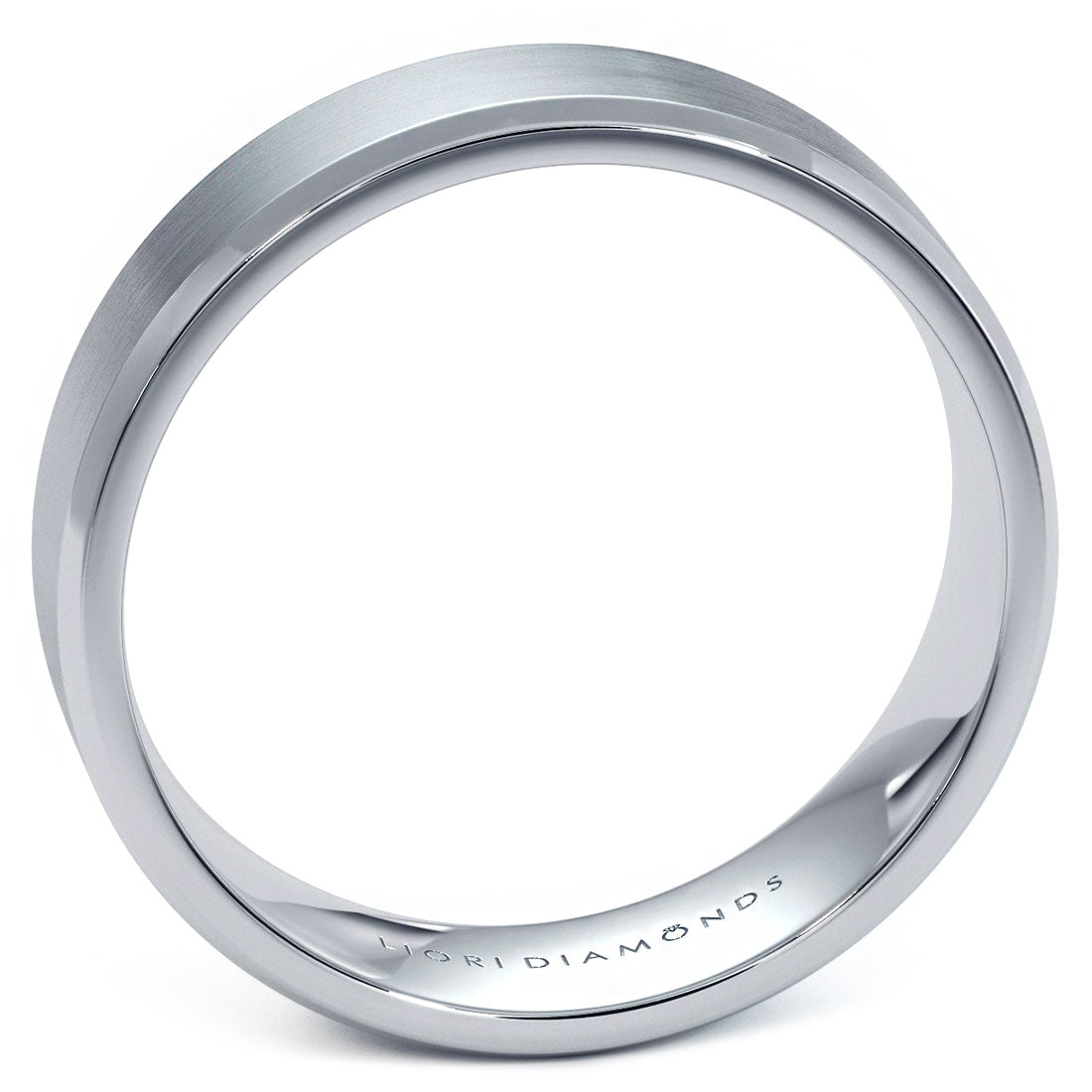 Beveled Edge Matte Finish Wedding Band Ring 14k White Gold Comfort Fit (6.25mm)