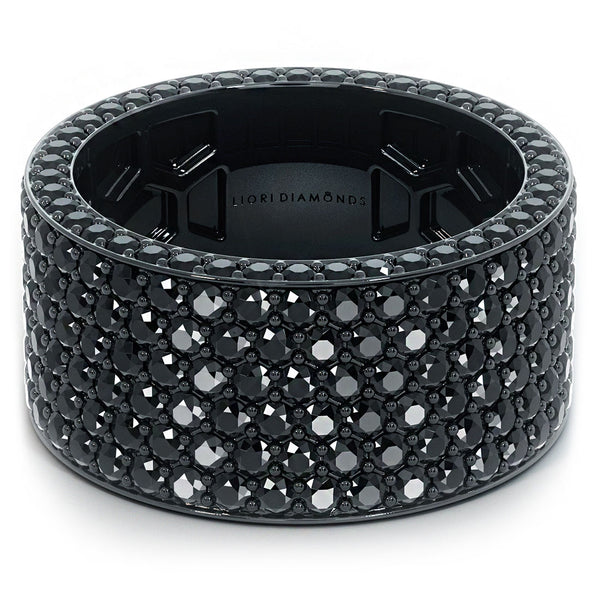 9.05 Carat Unisex Black Diamond Wedding Ring Eternity Band 14k Black Gold