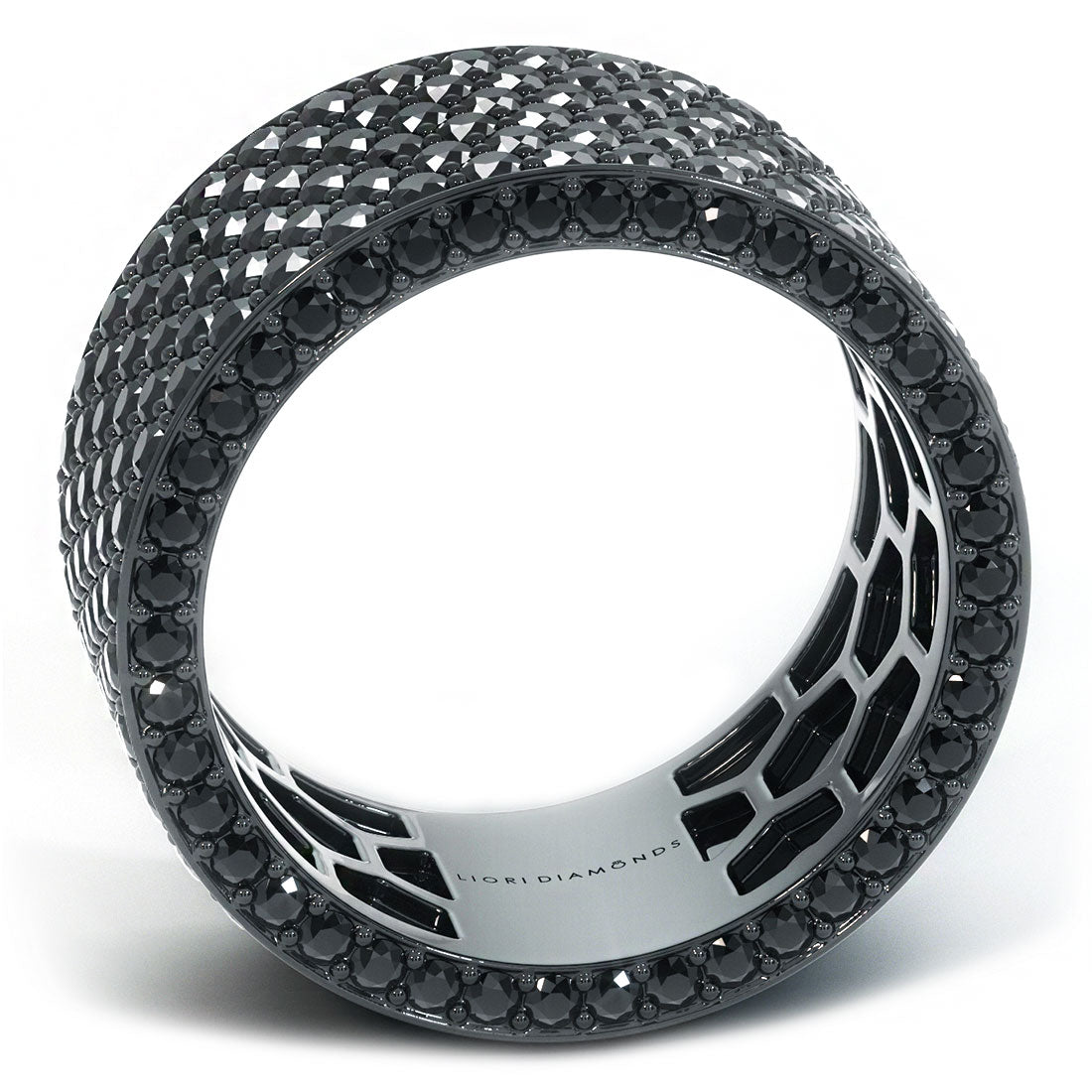 9.05 Carat Unisex Black Diamond Wedding Ring Eternity Band 14k Black Gold