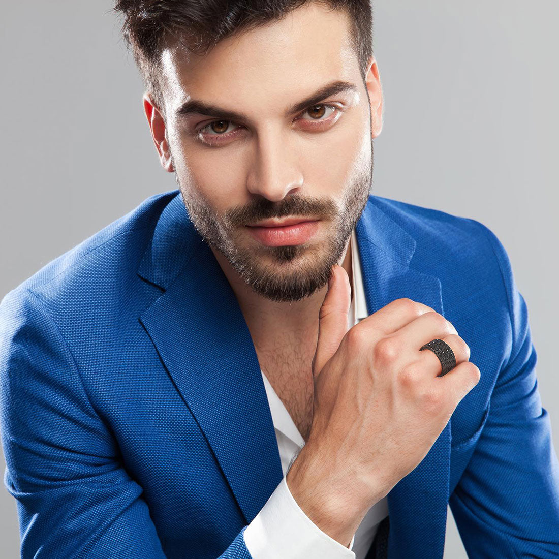 9.05 Carat Unisex Black Diamond Wedding Ring Eternity Band 14k Black Gold