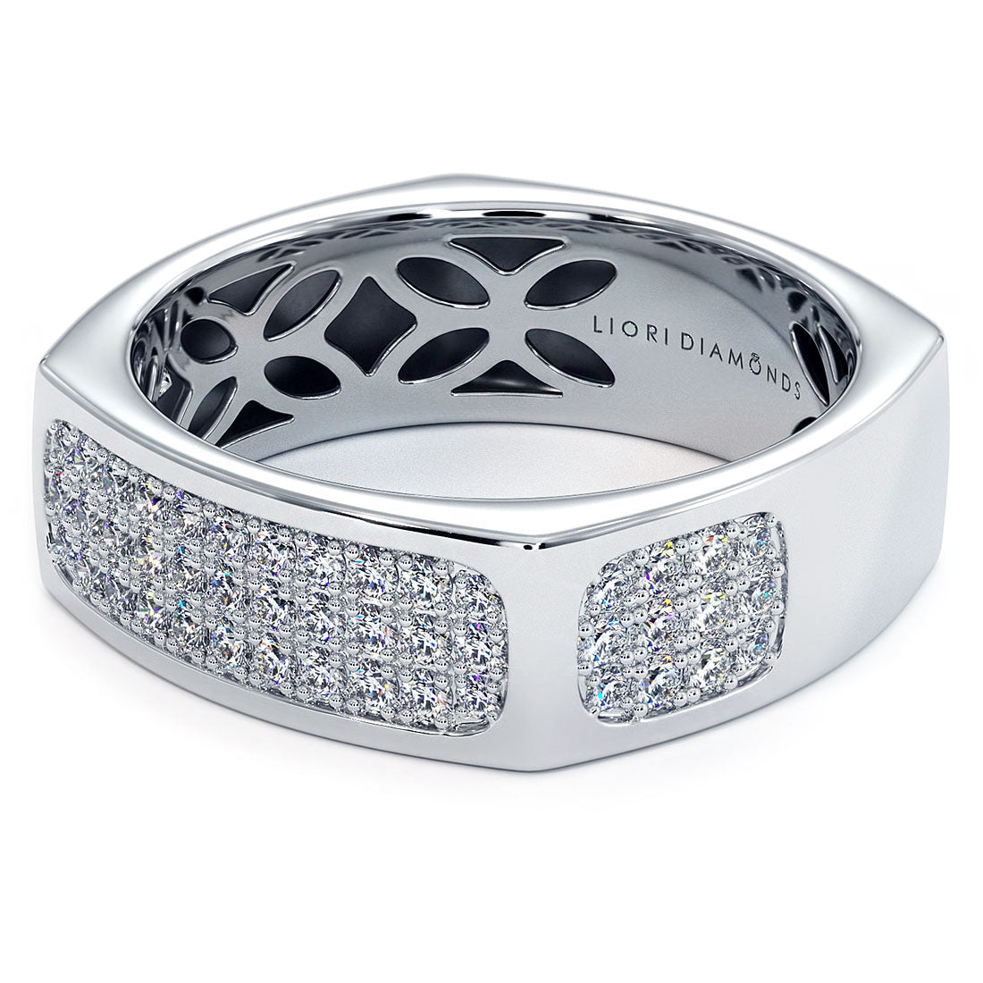 1.05ctw Mens Pave Diamond  Wedding Band Ring set in 14k White Gold Men Ring