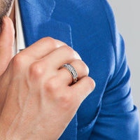 2.10 Carat Natural Diamond Mens Wedding Band Ring 14k White Gold Men Ring