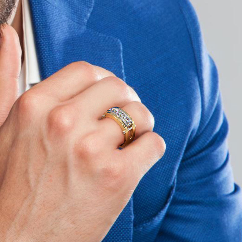 Men's Diamond Wedding Ring 2 Carat in 14K Gold Size 12