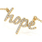 0.30ct Natural Diamond "Hope" Word Charm Pendant Necklace Pave 14k Yellow Gold
