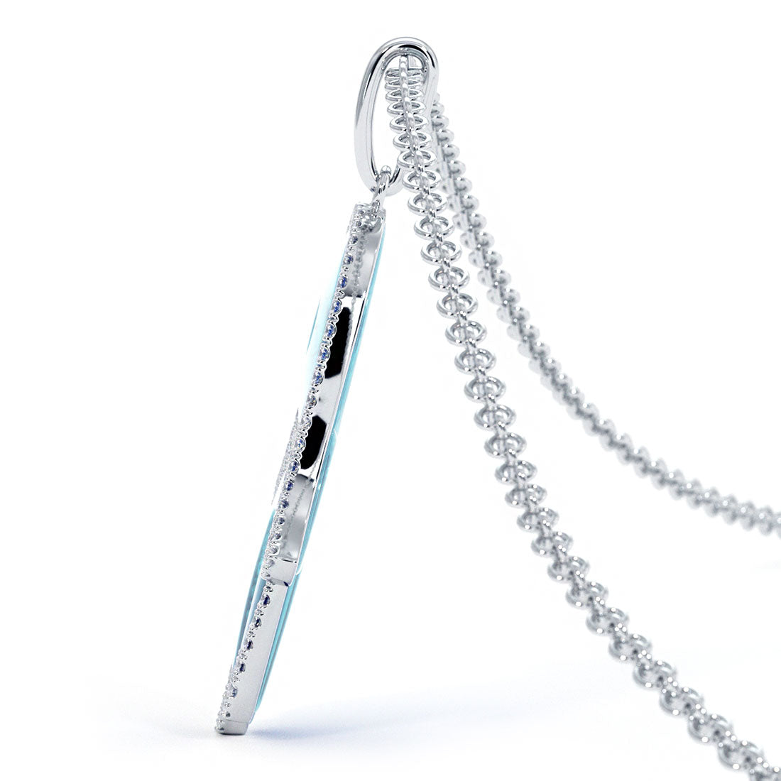 0.44 Carat Diamond Hamsa Hand of fatima Evil Eye Charm Pendant 18k White Gold