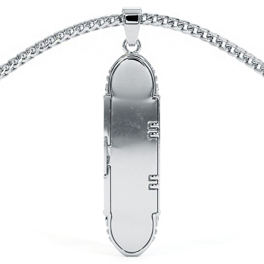 14K White Gold Mezuzah Diamond Pendant Judaica Charm Pendant