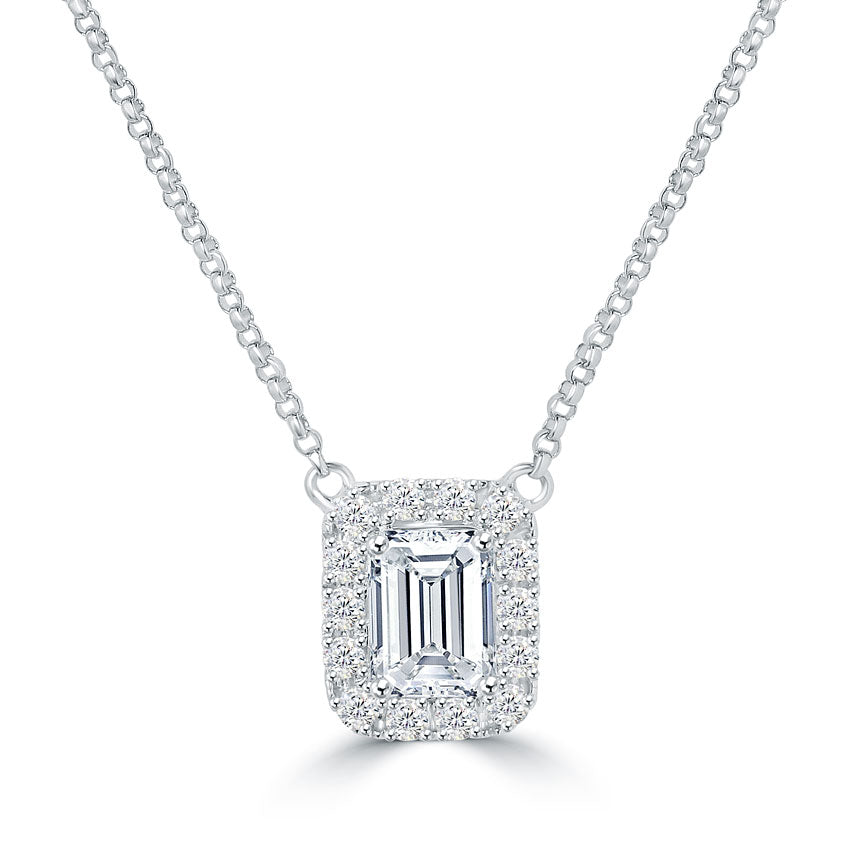 1.36 Carat G-VS2 Emerald Cut Diamond Solitaire Pendant Necklace