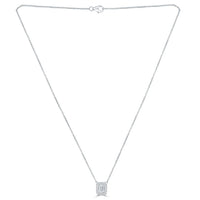 1.36 Carat G-VS2 Emerald Cut Diamond Solitaire Pendant Necklace 14k White Gold