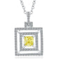 1.30 Carat Fancy Yellow Cushion Cut Diamond Pendant Necklace 18k White Gold
