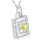 1.30 Carat Fancy Yellow Cushion Cut Diamond Pendant Necklace 18k White Gold