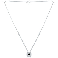 1.97 Carat Fancy Black Diamond Pendant Necklace 14k White Gold Pave Halo