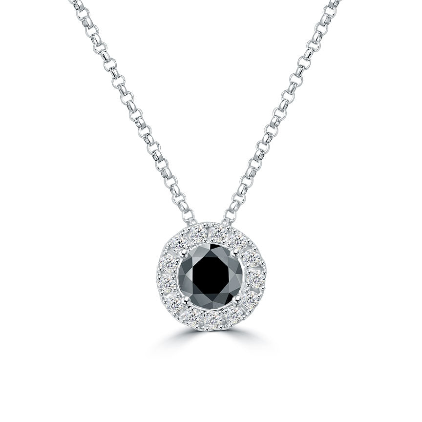 Round Sapphire and Diamond Halo Necklace - Harry Merrill & Son