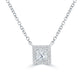 0.62 Carat F-VS1 Princess Cut Diamond Solitaire Pendant Necklace 14k White Gold