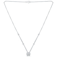 1.50 Ctw G-SI2 Round Diamond Solitaire Pendant Necklace 14k White Gold Pave Halo