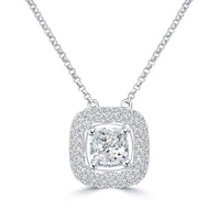 2.12 Ctw H-VS2 Cushion Cut Diamond Pendant diamond by the yard Necklace 14k Gold