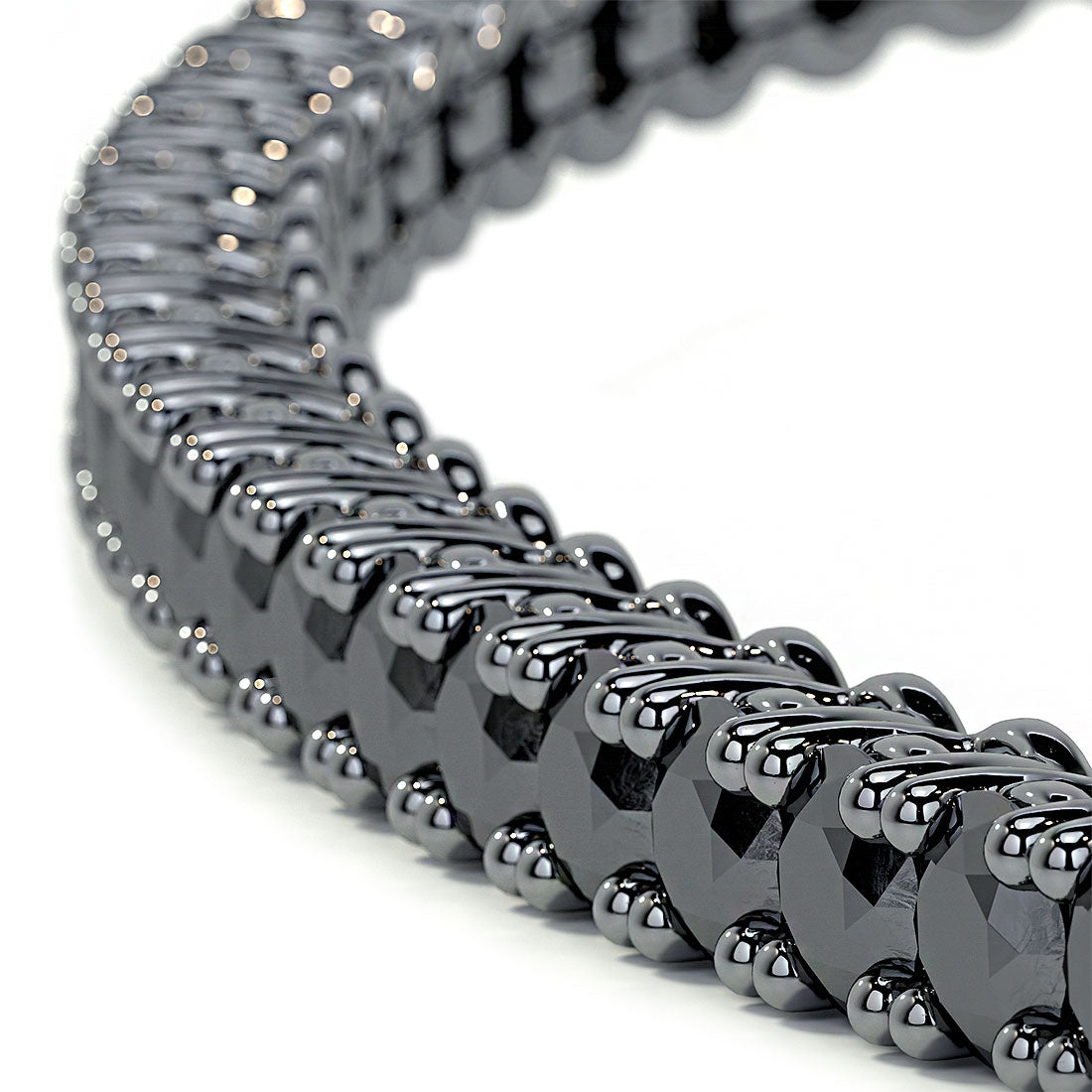 1.80ctw Round Brilliant Black Diamond Tennis Bracelet set in 14k Black Gold