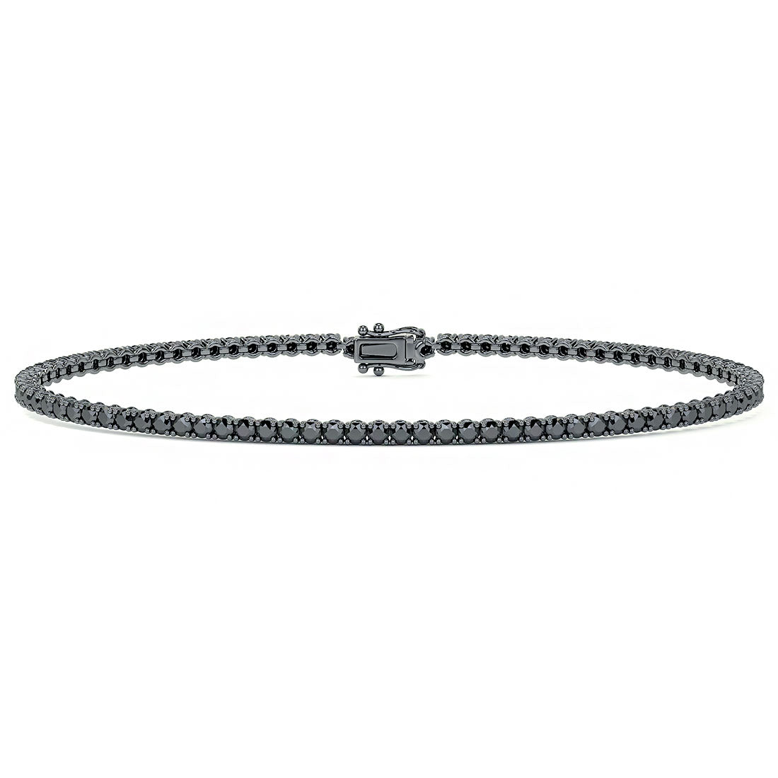 1.80ctw Round Brilliant Black Diamond Tennis Bracelet set in 14k Black Gold